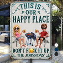 Summer, Patio, Outdoor Decor, Gift For Couples, Humorous, Vector - This Is My Happy Place - Personalized Classic Metal Signs