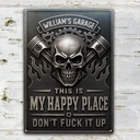 Humorous,Gift For Men,Gift For Yourself,Garage,Outdoor Decor,Custom Text - This Is My Happy Place Garage - Personalized Classic Metal Signs