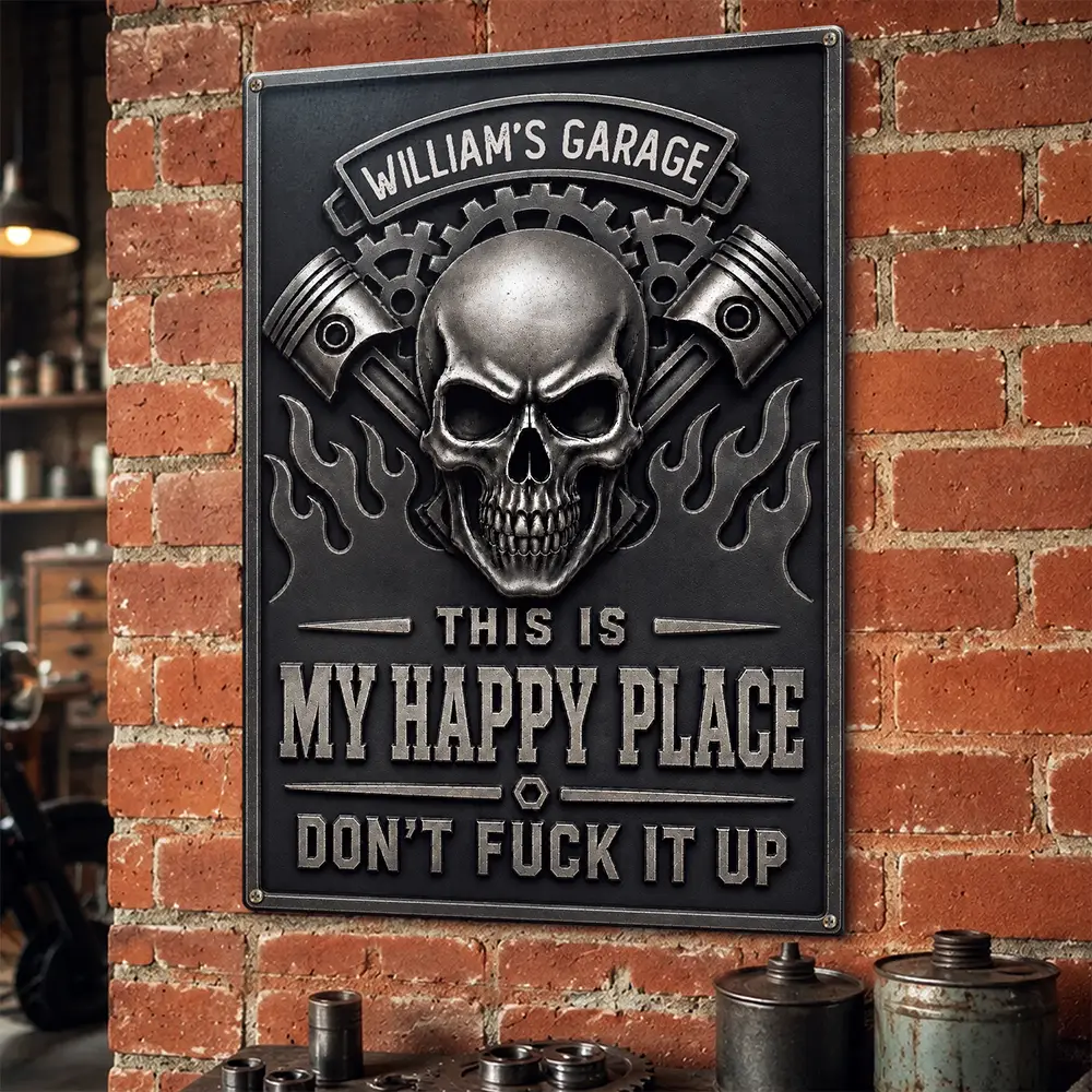 This Is My Happy Place Garage - Personalized Classic Metal Signs