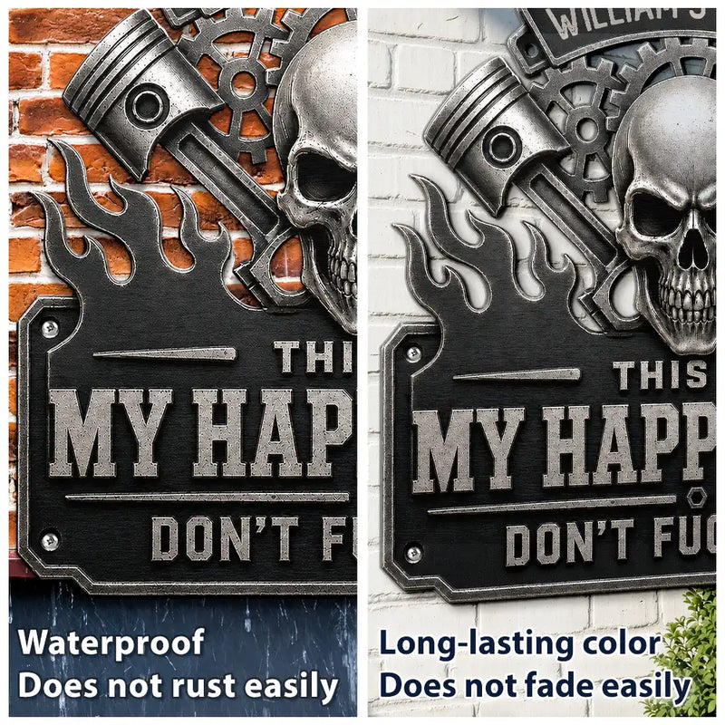 This Is My Happy Place Garage - Personalized Custom Shaped Metal Sign
