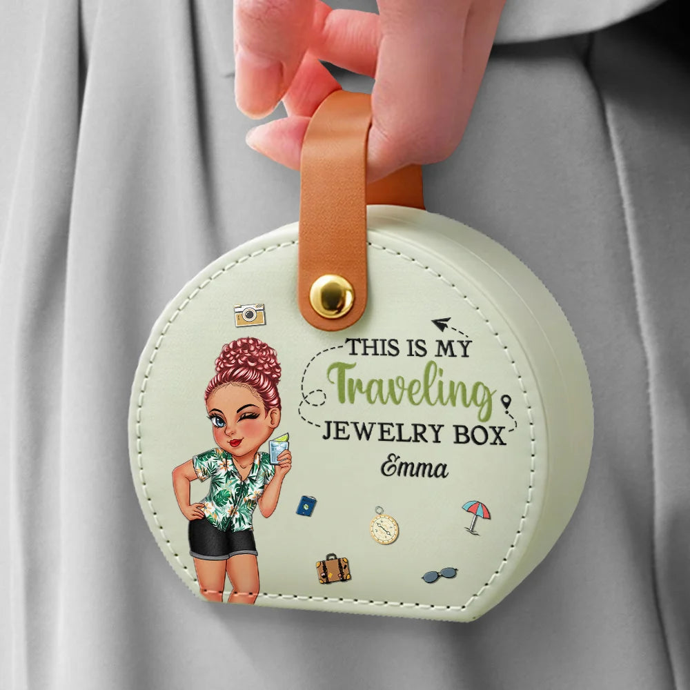 Gift For Yourself,Travel,Gift For Women,Summer,Happy - This Is My Traveling Jewelry Box - Personalized Jewelry Box With Handle