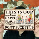 Top Market, Humorous, Gift For Couples, Vector - This Is Our Happy Place Retro Cartoon Couple - Personalized Classic Metal Signs