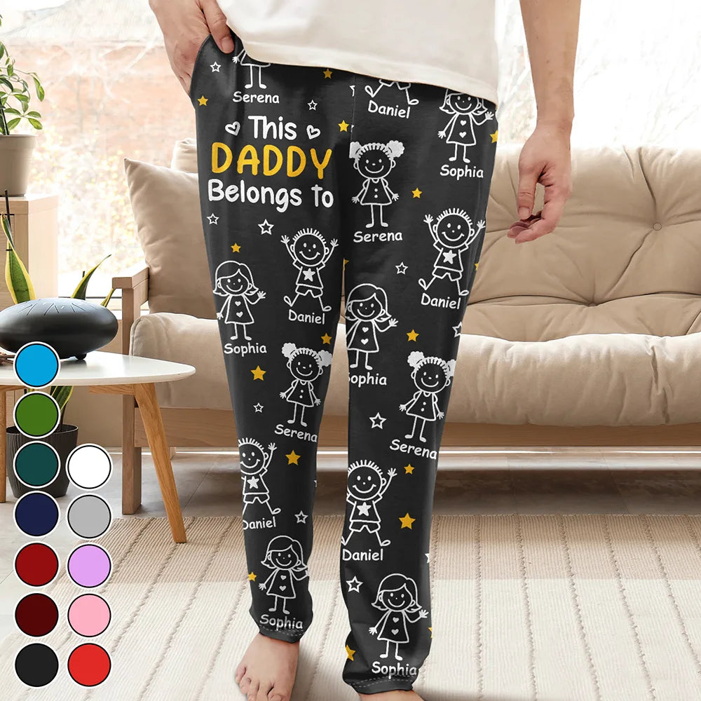 This Grandpa Dad Belongs To Kids Pet - Personalized Pajama Pants