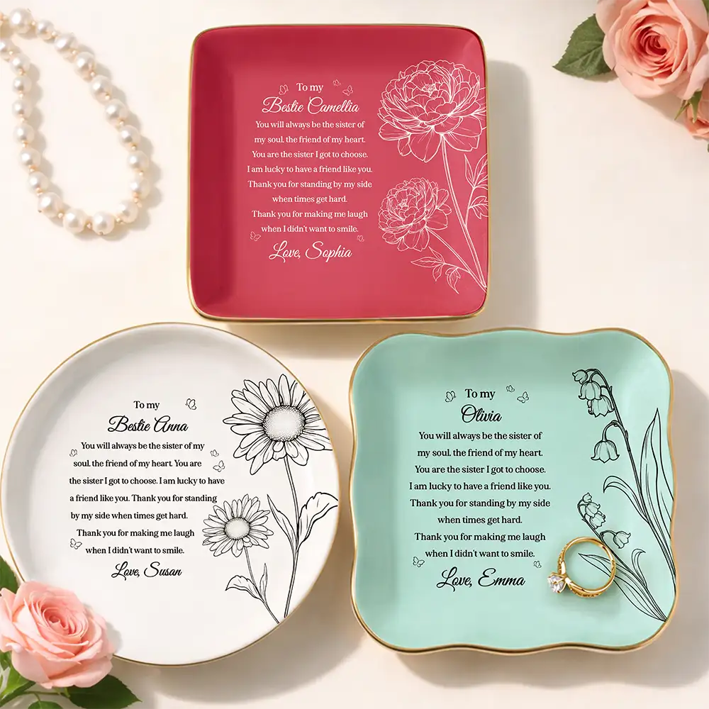 To My Bestie The Sister I Got To Choose - Personalized Ring Dish