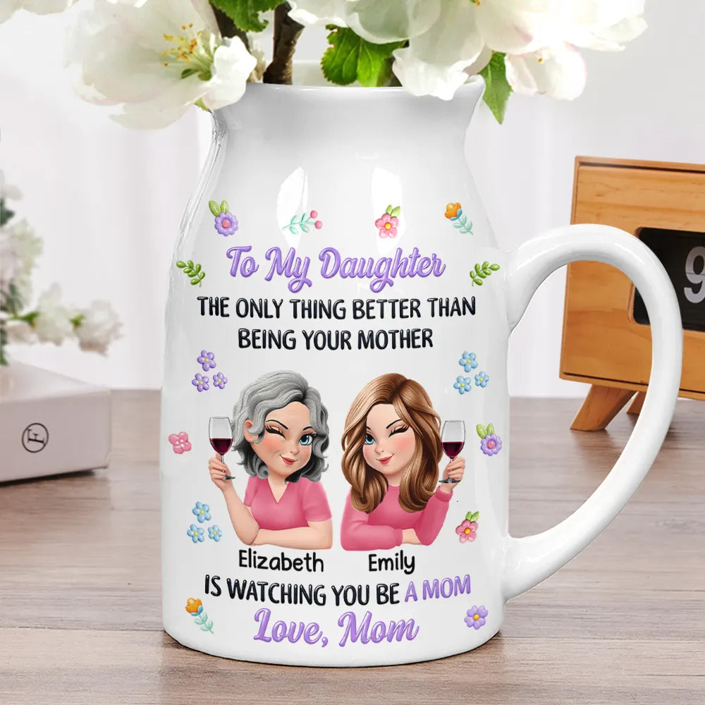 Mom - Daughters (Adult),Gift For Daughter,Love - To My Daughter Granddaughter - Personalized Ceramic Flower Vase