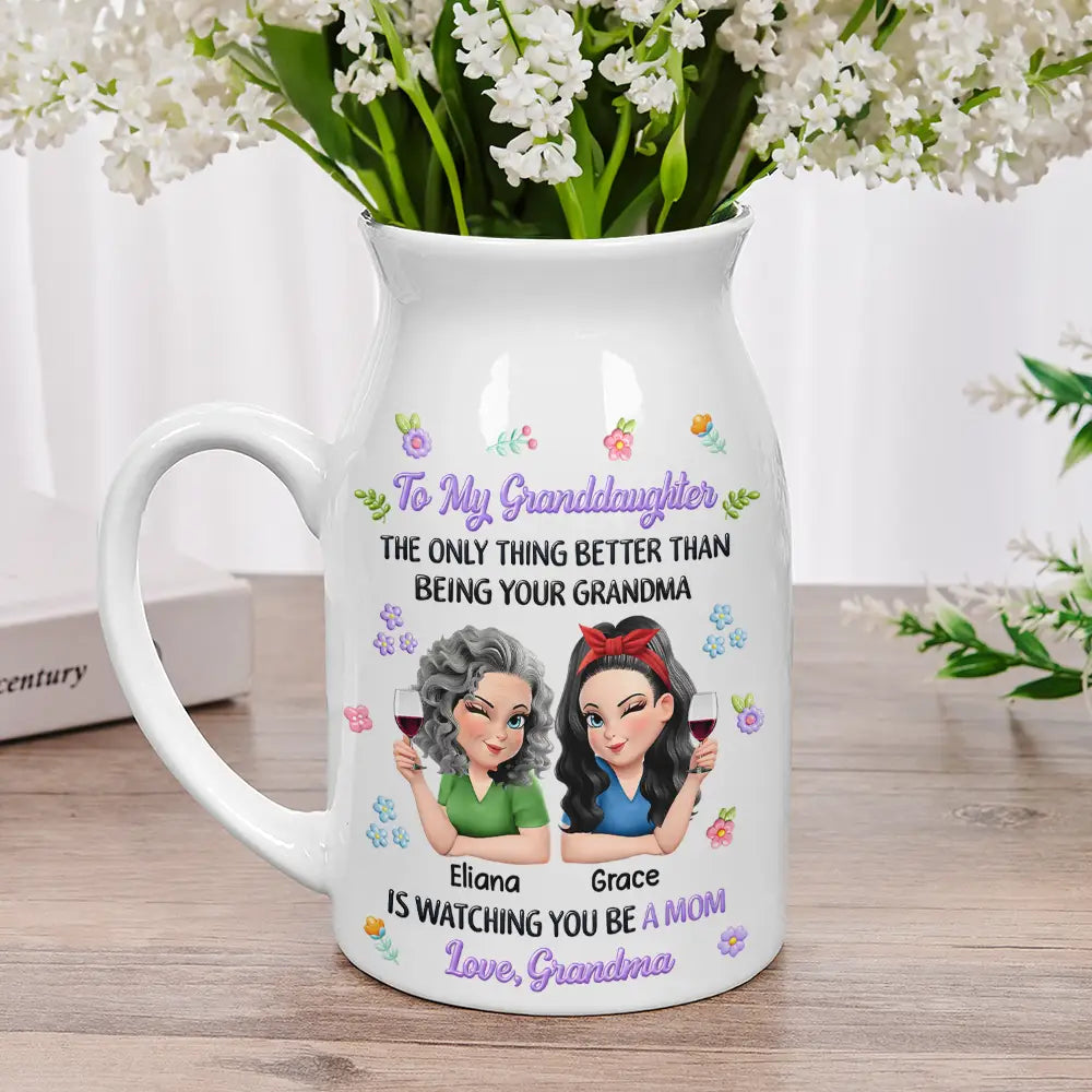 Mom - Daughters (Adult),Gift For Daughter,Love - To My Daughter Granddaughter - Personalized Ceramic Flower Vase