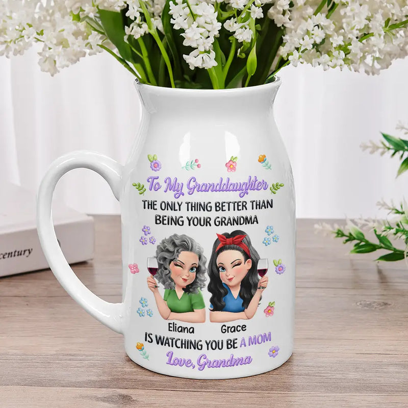 Mom - Daughters (Adult),Gift For Daughter,Love - To My Daughter Granddaughter - Personalized Ceramic Flower Vase