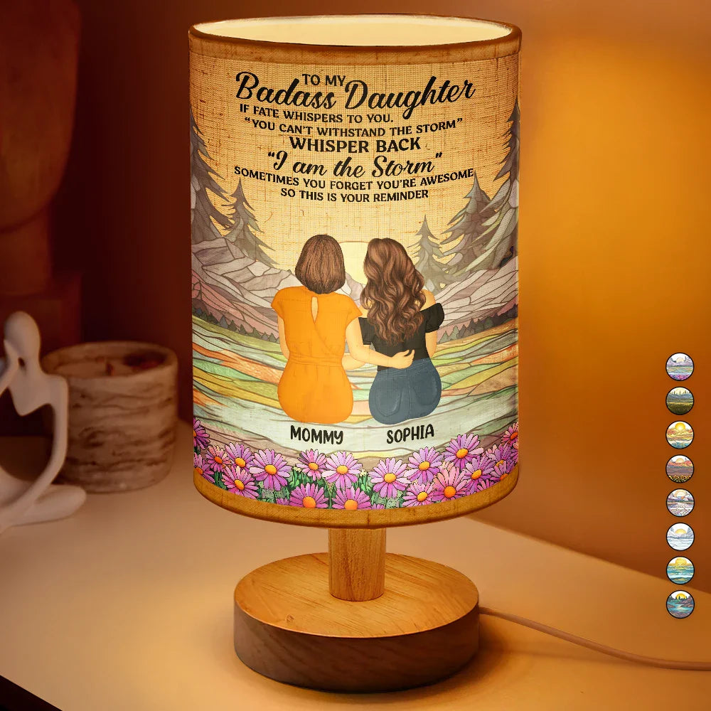 Love,Gift For Mother,Gift For Wife,Gift For Women,Mom - Daughters (Adult),Mom - Children - To My Daughter Whisper Back I Am The Storm - Personalized Fabric Lamp