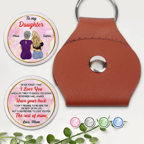 Gift For Daughter,Gift For Son,Gift For Grandkids,Happy,Gift For Women,Gift For Men - To My Son Daughter Never Forget That I Love You - Personalized Leather Pocket Hug
