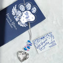 Cat Lovers,Cat Mom,Cat Dad,Pet Lovers,Pet Mom,Pet Dad,Memorial,Sad - Toile De Jouy Cat Forever Bloom - Personalized Heart Crystal Suncatcher