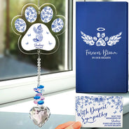 Cat Lovers,Cat Mom,Cat Dad,Pet Lovers,Pet Mom,Pet Dad,Memorial,Sad - Toile De Jouy Cat Forever Bloom - Personalized Heart Crystal Suncatcher