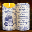 Gift For Bestie, Gift For Sisters, Christmas, Happy - Toile Besties Our Friendship Is Endless - Personalized Flameless LED Candle