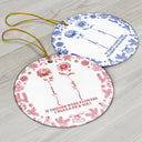 Gift For Yourself,Gift For Women,Gift For Bestie,Old Best friends,Love,Christmas - Toile De Jouy Birth Flower Grow An Old Friend - Personalized Circle Ceramic Ornament
