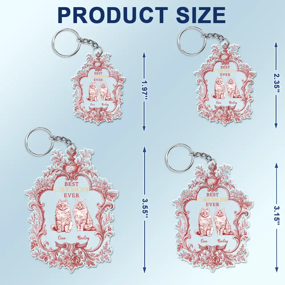 Pet Lovers,Cat Lovers - Toile De Jouy Cat Mom - Personalized Acrylic Keychain