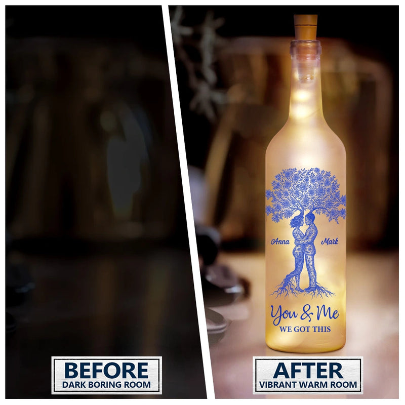 Old Couples, Gift For Husband, Gift For Wife, Gift For Boyfriend, Gift For Girlfriend, Love - Toile De Jouy Couple You And Me We Got This - Personalized Bottle Light