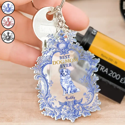 Toile De Jouy Dog Mom - Personalized Acrylic Keychain