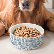 Pet Lovers,Happy - Toile De Jouy French Style - Personalized Pet Bowl