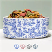 Pet Lovers,Happy - Toile De Jouy French Style - Personalized Pet Bowl