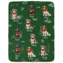 Dog Lovers,Dog Mom,Dog Dad,Pet Lovers,Pet Mom,Pet Dad,Love - Toile De Jouy Red Bow Dog - Personalized Fleece Blanket, Sherpa Blanket