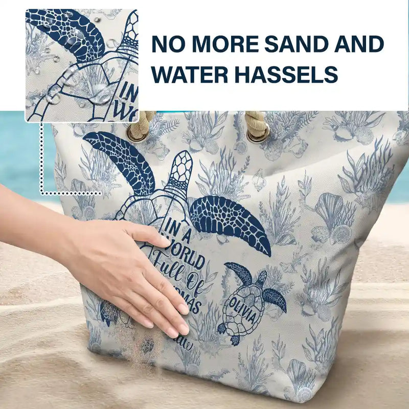 Gift For Yourself,Gift For Women,Gift For Mother,Gift For Grandma,Love,Summer - Toile De Jouy World Full Of Grandmas - Personalized Beach Bag