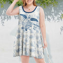 Gift For Yourself, Gift For Women, Gift For Grandma, Love, Summer - Toile De Jouy World Full Of Grandmas - Personalized Sleeveless Tank Dress