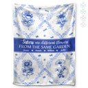 Christmas, Gift For Bestie, Gift For Sisters - Toile Floral Bloom In The Garden - Personalized Fleece Blanket, Sherpa Blanket