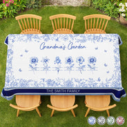 Family,Happy,Gift For Yourself,Gift For Mother,Gift For Grandma - Toile Grandma Flower Garden - Personalized Tablecloth