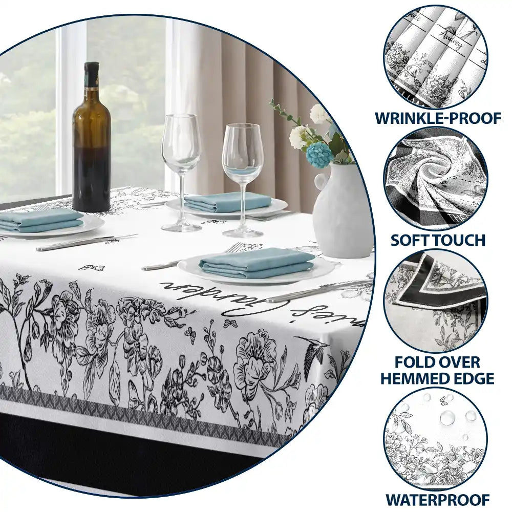 Family,Happy,Gift For Yourself,Gift For Mother,Gift For Grandma - Toile Grandma Flower Garden - Personalized Tablecloth