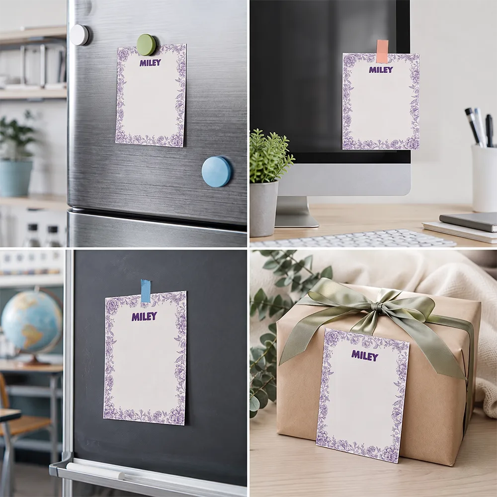 Cozy,Gift For Yourself,Gift For Women,Icon - Toile Monogrammed Letter & Name - Personalized Notepad