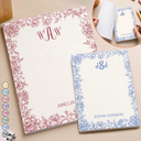 Cozy,Gift For Yourself,Gift For Women,Icon - Toile Monogrammed Letter & Name - Personalized Notepad