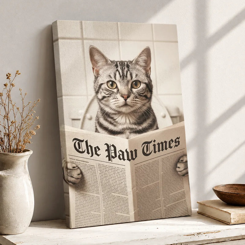 Custom Photo, Art Design, Pet Lovers, Humorous, Photo - Funny Bathroom Pet - Custom Photo Funny Bathroom Pet Toilet Dog Cat - Personalized Poster