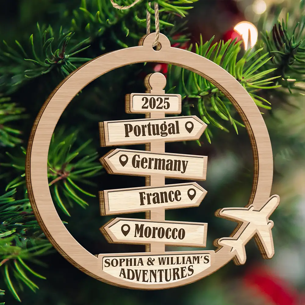 Travel Couple Goal, Destination Of All Year - Personalized Custom Shaped Wooden Ornament
