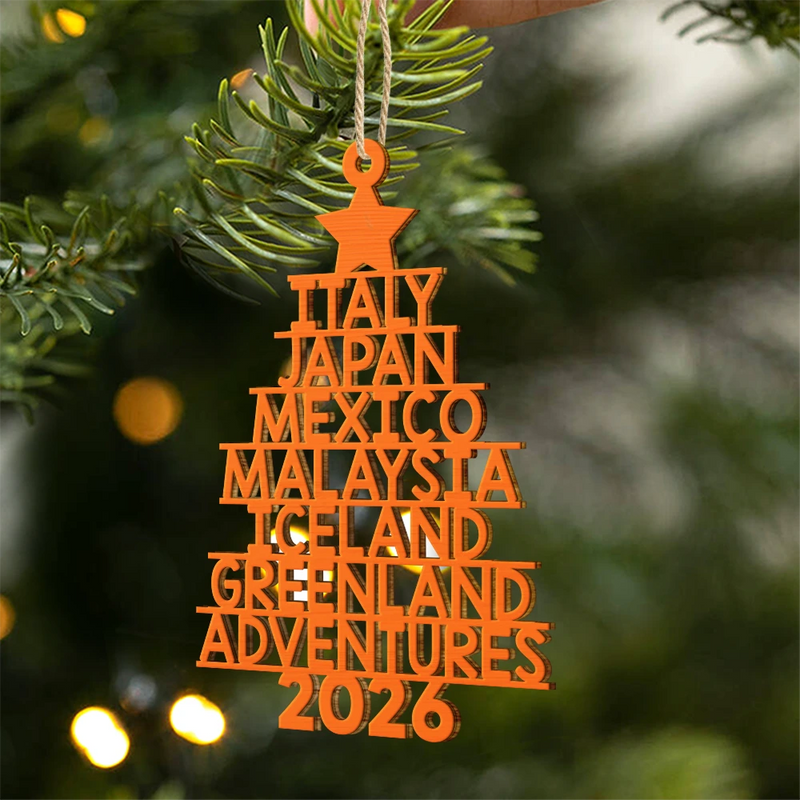 Travel Goal Destination Of The Year - Personalized Custom Shaped Wooden Ornament