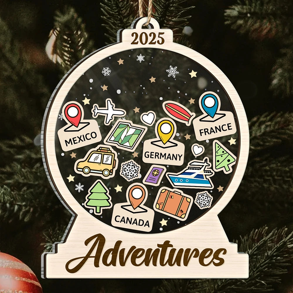 Travel Goal, Destination Of The Year - Personalized 2-Layered Mix Ornament