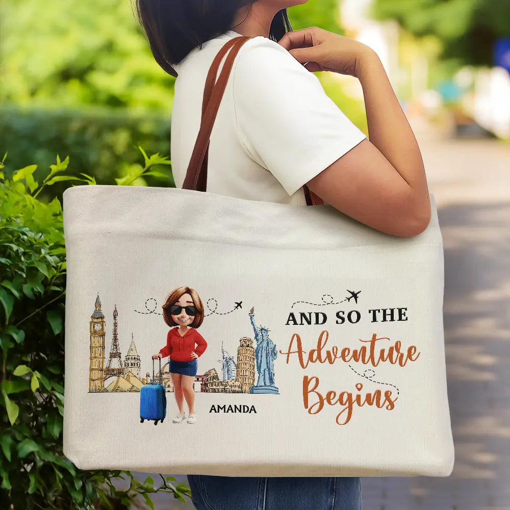 Travel,Gift For Yourself,Happy - Travel Is My Therapy - Personalized Leather Handle Tote Bag
