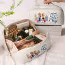 Gift For Bestie, Best friends' Hobby, Cruising, Beach, Summer, Happy - Traveling Girls Trip All My Cruise Crap Besties Cruising - Personalized Leather Makeup Bag