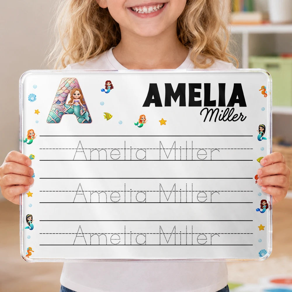 Adorable,Back To School,Gift For Kids,Icon - Truck Car Dinosaur Mermaid Alphabet - Personalized Acrylic Tracing Board