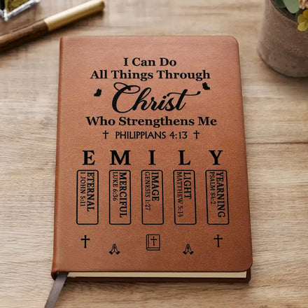 Trust In The Lord With All Your Heart - Personalized Leather Journal