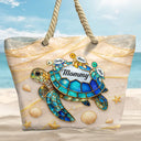 Gift For Grandma, Summer, Adorable, Icon - Turtle Mom Grandma Ocean Theme - Personalized Beach Bag