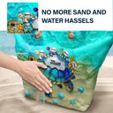 Gift For Grandma, Summer, Adorable, Icon - Turtle Mom Grandma Ocean Theme - Personalized Beach Bag
