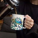 Gift For Grandma,Grandma - Grandkids,Beach,Happy - Turtle Stained Glass Mom Grandma - Personalized White Edge-to-Edge Mug