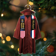 Christmas,Proud,Graduation,Gift For Kids,Icon -  Two Country Flags Graduation For Daughter Son - Personalized Custom Shaped Acrylic Ornament