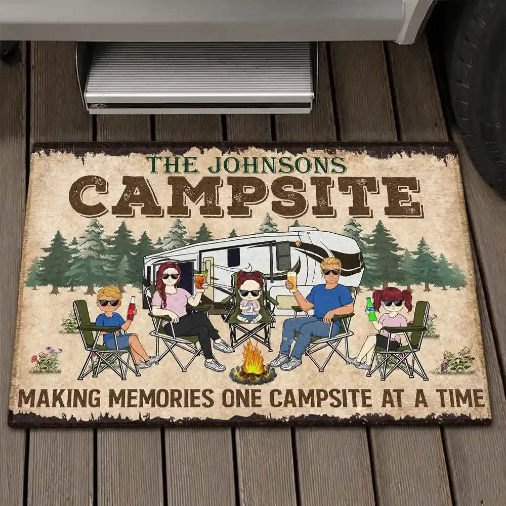 Making Memories One Campsite At A Time Camping Family - Personalized Custom Doormat