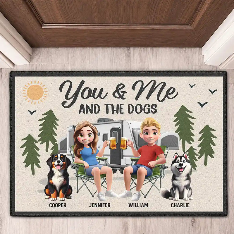 Camping You & Me And The Dogs 3D Effect - Personalized Doormat