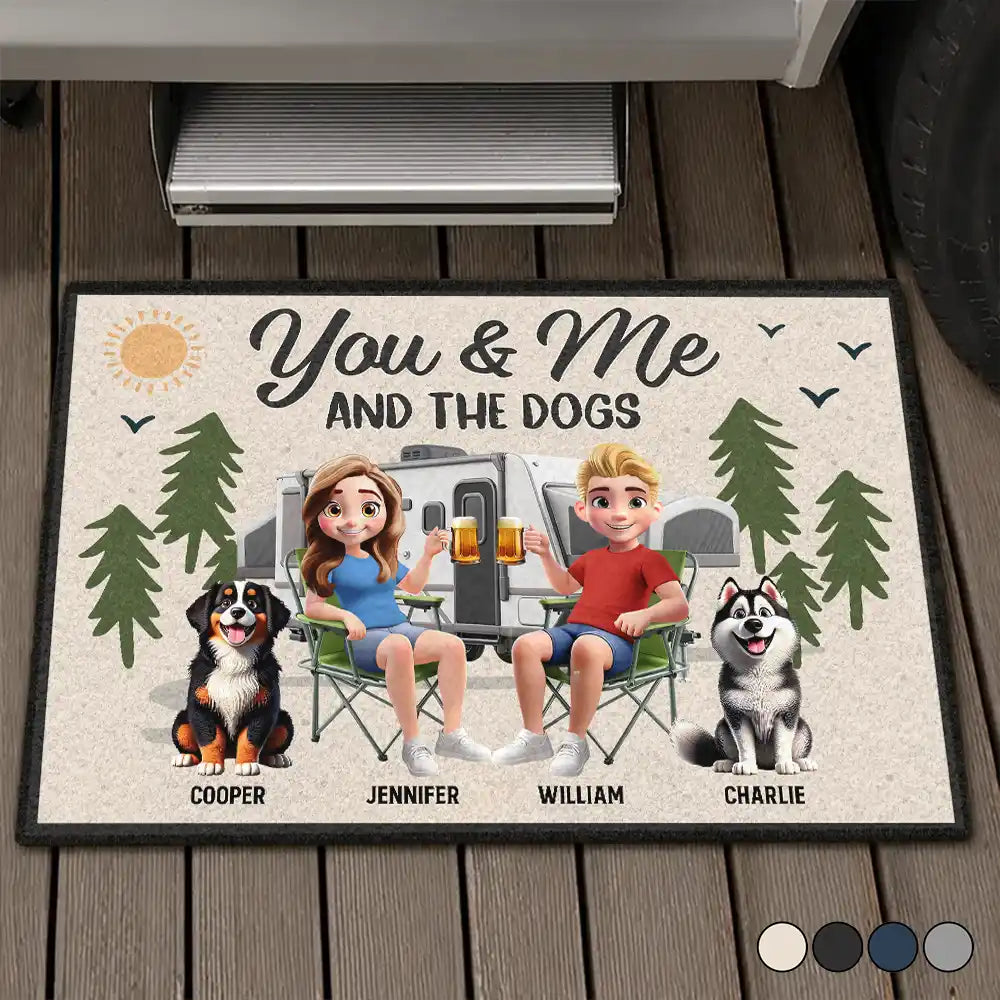 Camping You & Me And The Dogs 3D Effect - Personalized Doormat