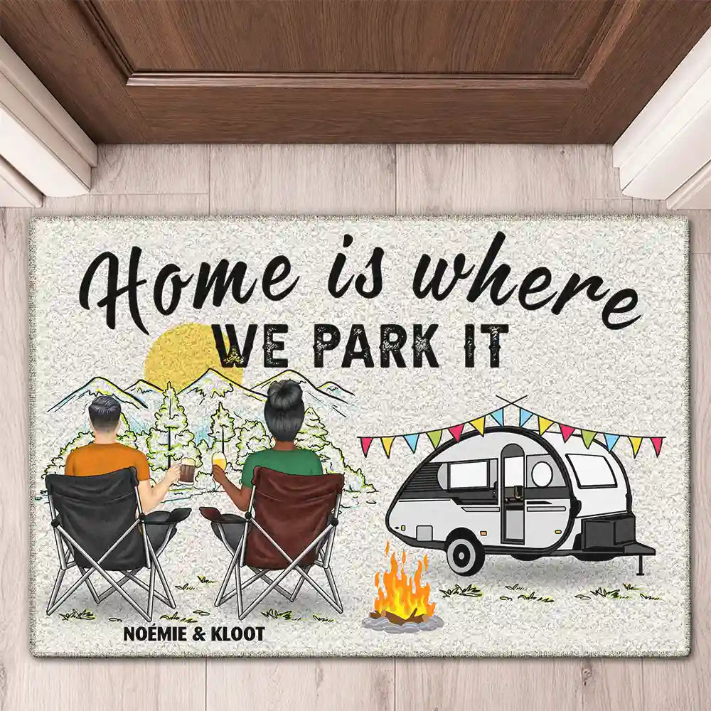 Home Is Where We Park It - Gift For Camping Lovers - Personalized Custom Doormat
