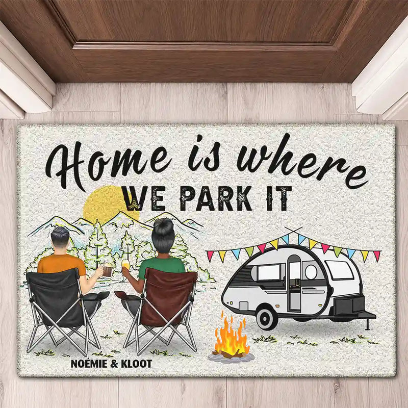 Home Is Where We Park It - Gift For Camping Lovers - Personalized Custom Doormat