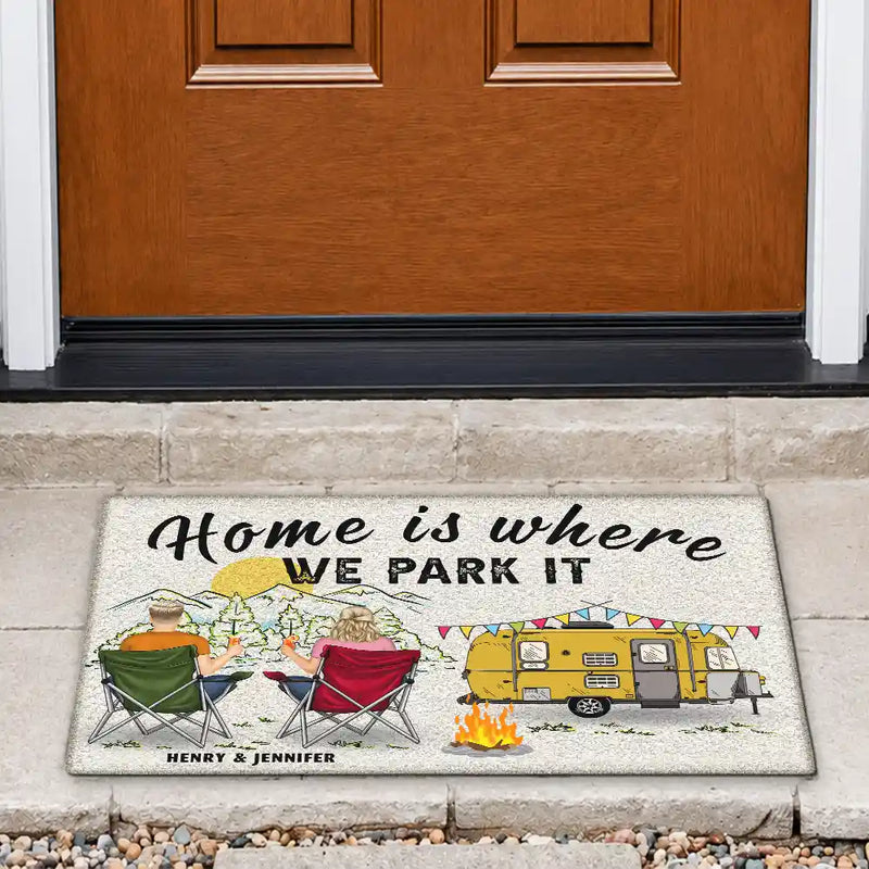 Home Is Where We Park It - Gift For Camping Lovers - Personalized Custom Doormat