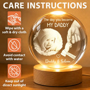 New Dad,New Mom,New baby,Gift For Father,Gift For Mother,Happy,Photo - Custom Photo The Day You Became My Mom Dad Holding Hands - Personalized Crystal Globe Lamp
