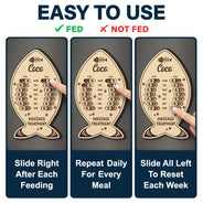 Cat Lovers,Cat Mom,Cat Couple,Cat Dad - Fish Bone Shaped Feeding And Medication Tracker - Personalized Wooden Pet Feeding Reminder
